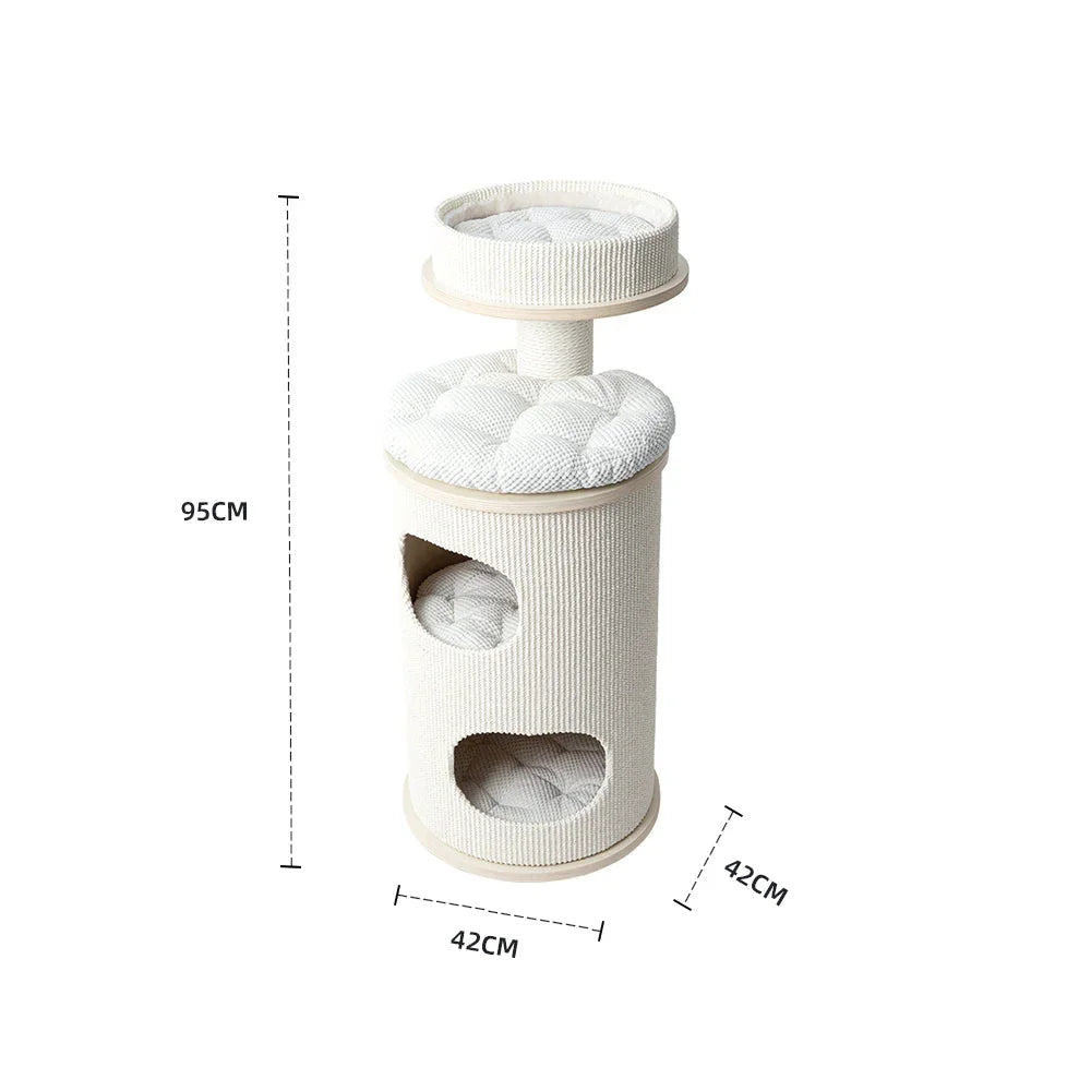 PURRING Multi-Level Sisal Barrel Cat Tower  - 95cm