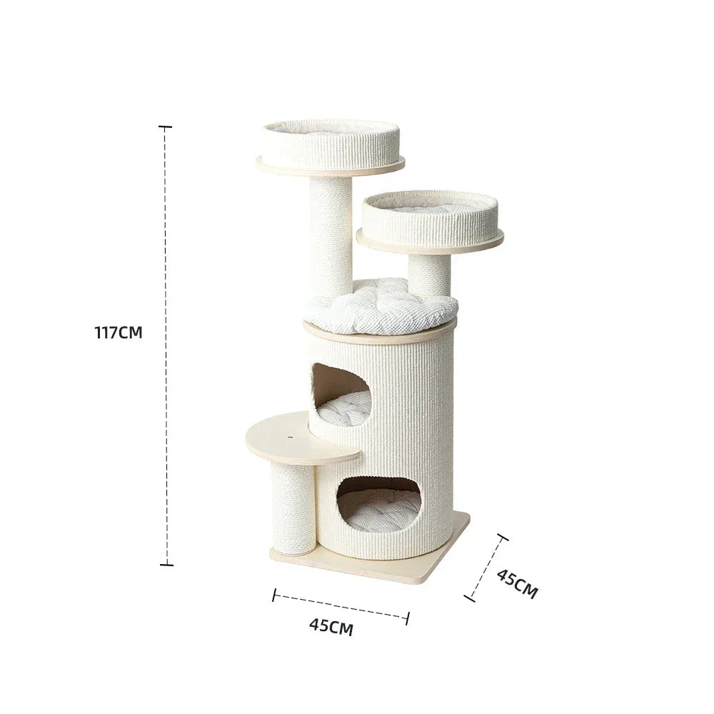 PURRING Multi-Level Sisal Barrel Cat Tower - PRO 117cm