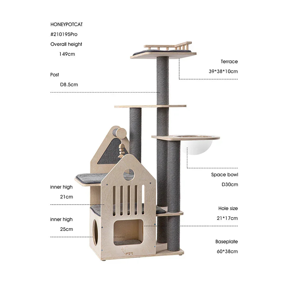 Grand Cat Mansion With Space Capsule - 148cm
