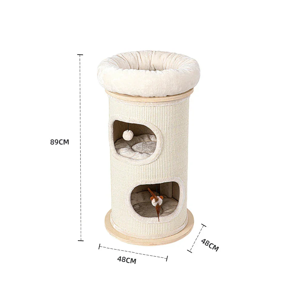 Cosy Sisal Barrel With Plush Top - Compact 89cm