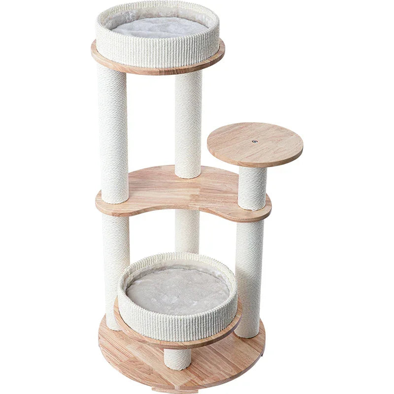 MZ Simple Joy Wood Cat Tower - Double Delight 110cm