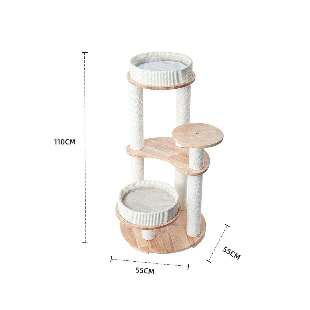 MZ Simple Joy Wood Cat Tower - Double Delight 110cm