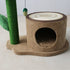 Log Cat House With White Camelia Cat Scratching Tree