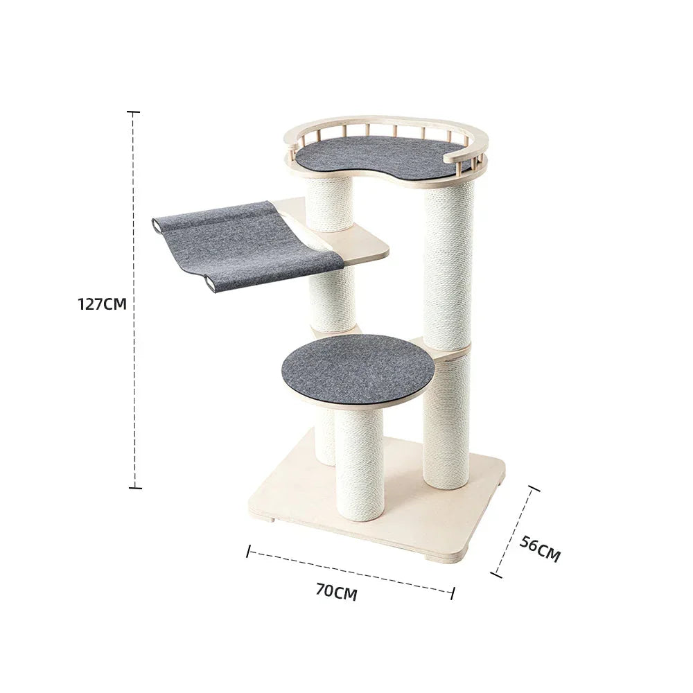 Leisure Loft With Hammock & Scratch Post - Gray Felt - 127cm