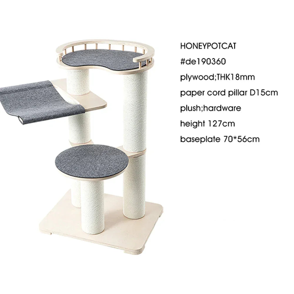 Leisure Loft With Hammock & Scratch Post - Gray Felt - 127cm