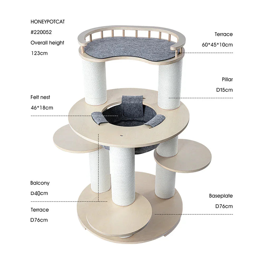 Harmony Wood Cat Tower - 123cm