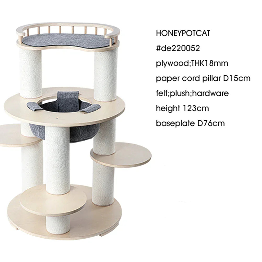 Harmony Wood Cat Tower - 123cm