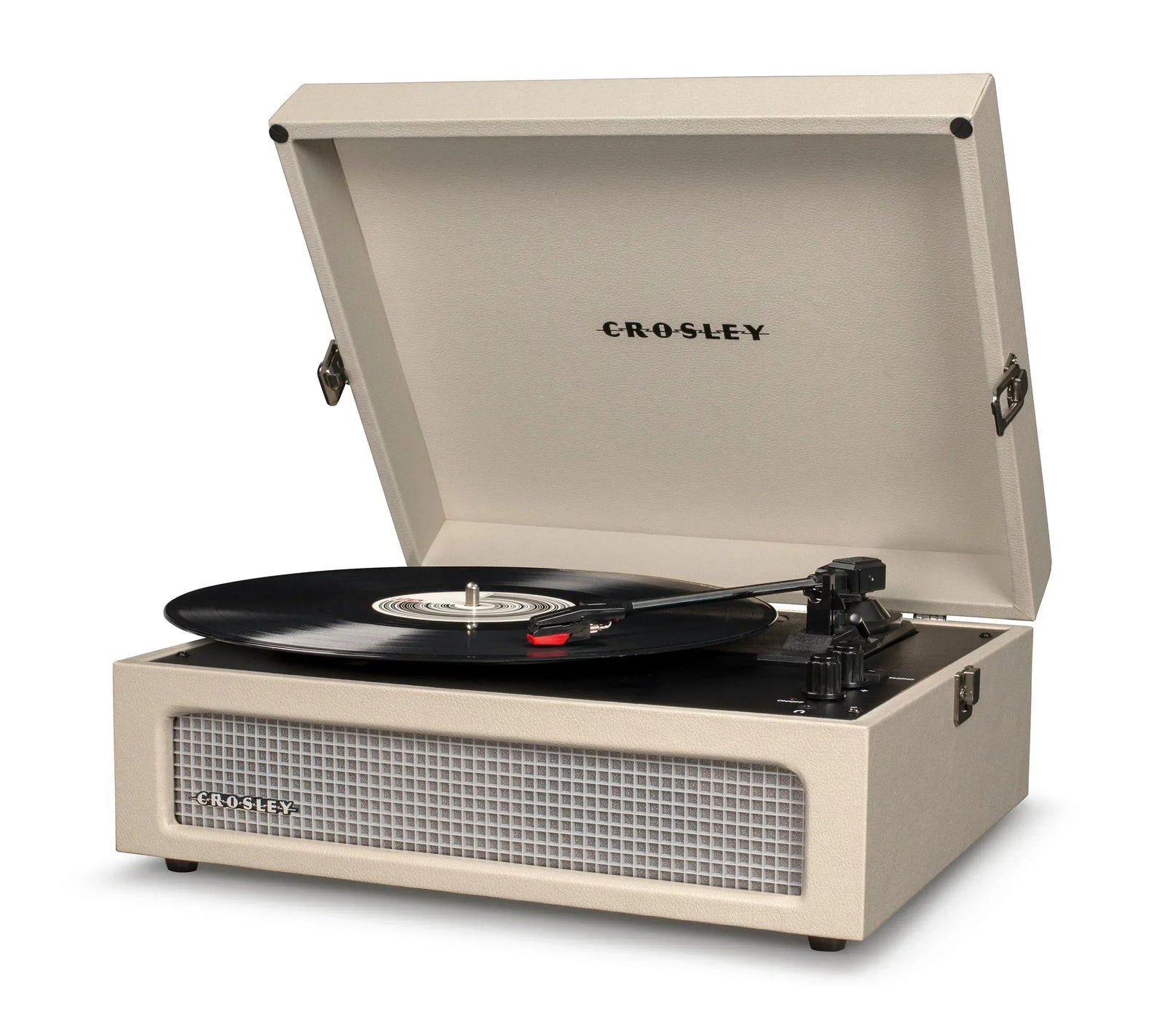 Voyager Bluetooth Portable Turntable - Dune + Bundled  Record Storage Display Stand