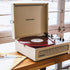 Voyager Bluetooth Portable Turntable - Dune + Bundled  Record Storage Display Stand