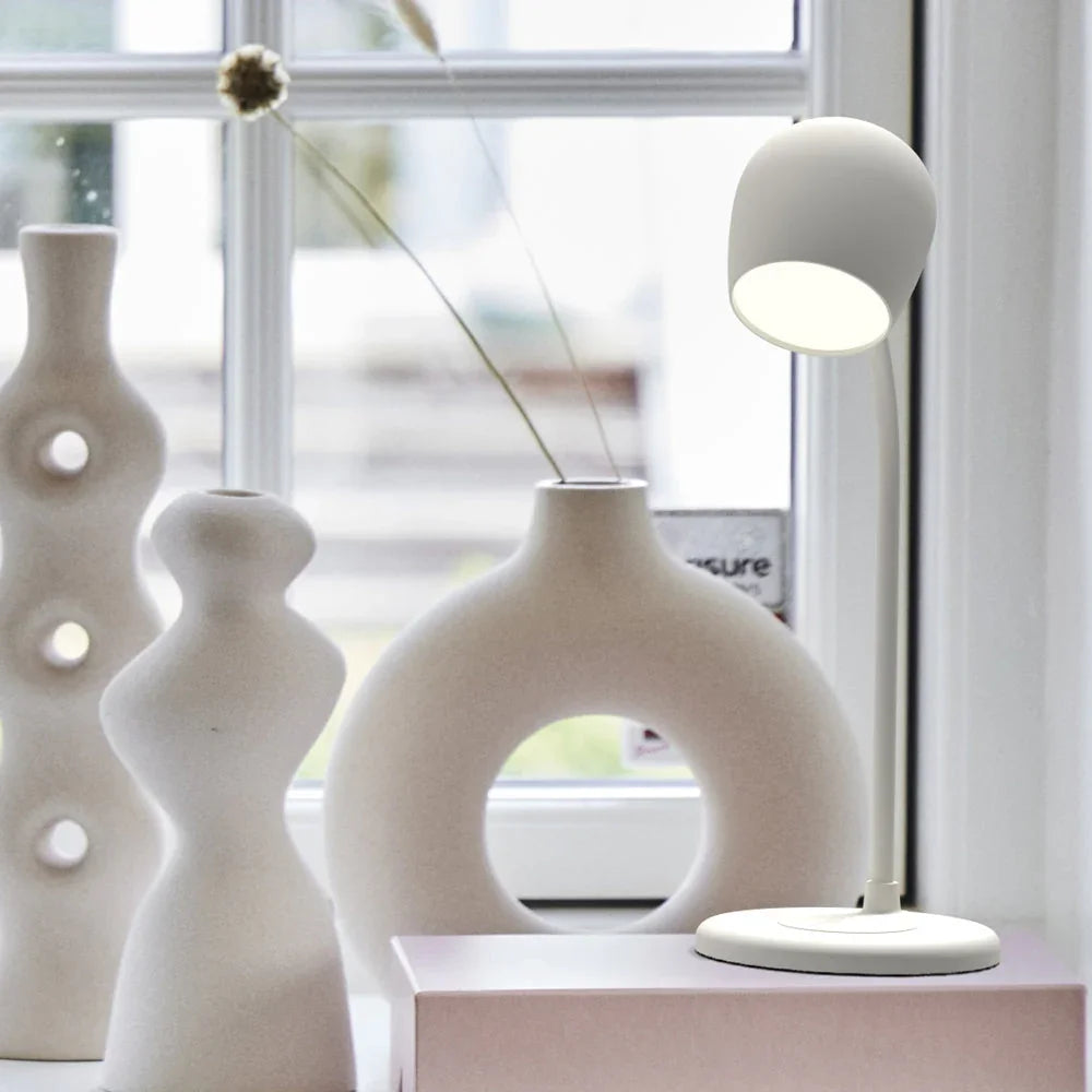 Ellie Lamp W/ Qi Charger And Bluetooth Speaker - White
