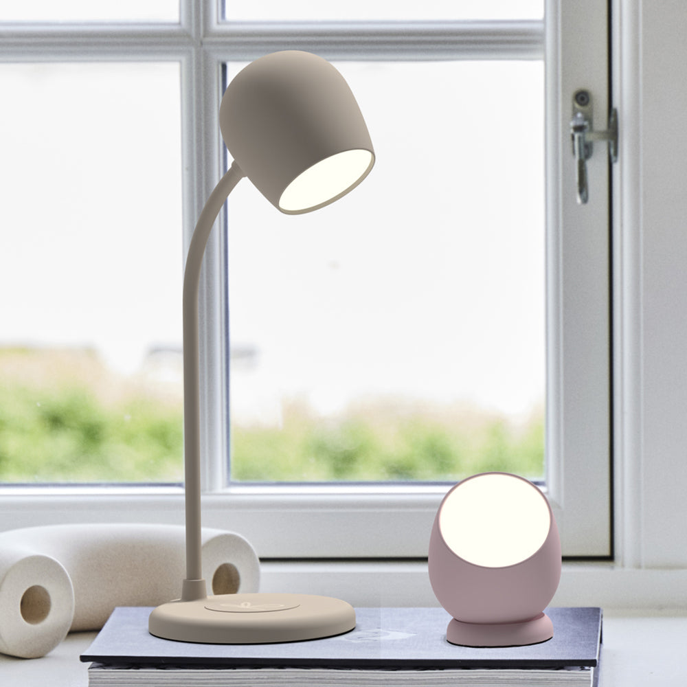 Ellie Lamp W/ Qi Charger And Bluetooth Speaker - Ivory Sand