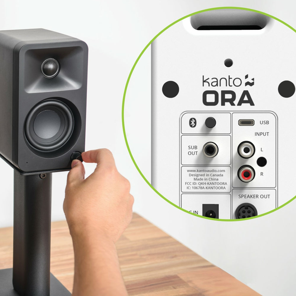 ORA4 140W Powered Reference Speakers with USB-C Input and Bluetooth - White, Pair