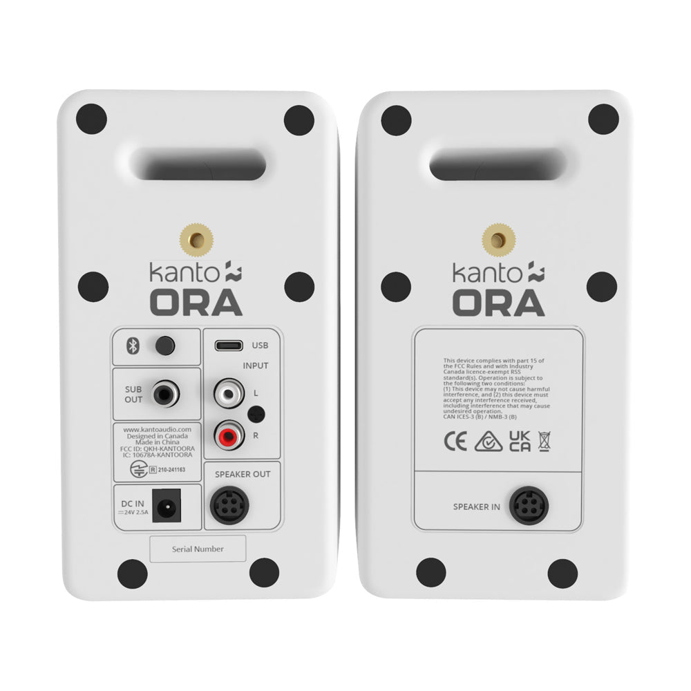 ORA4 140W Powered Reference Speakers with USB-C Input and Bluetooth - White, Pair