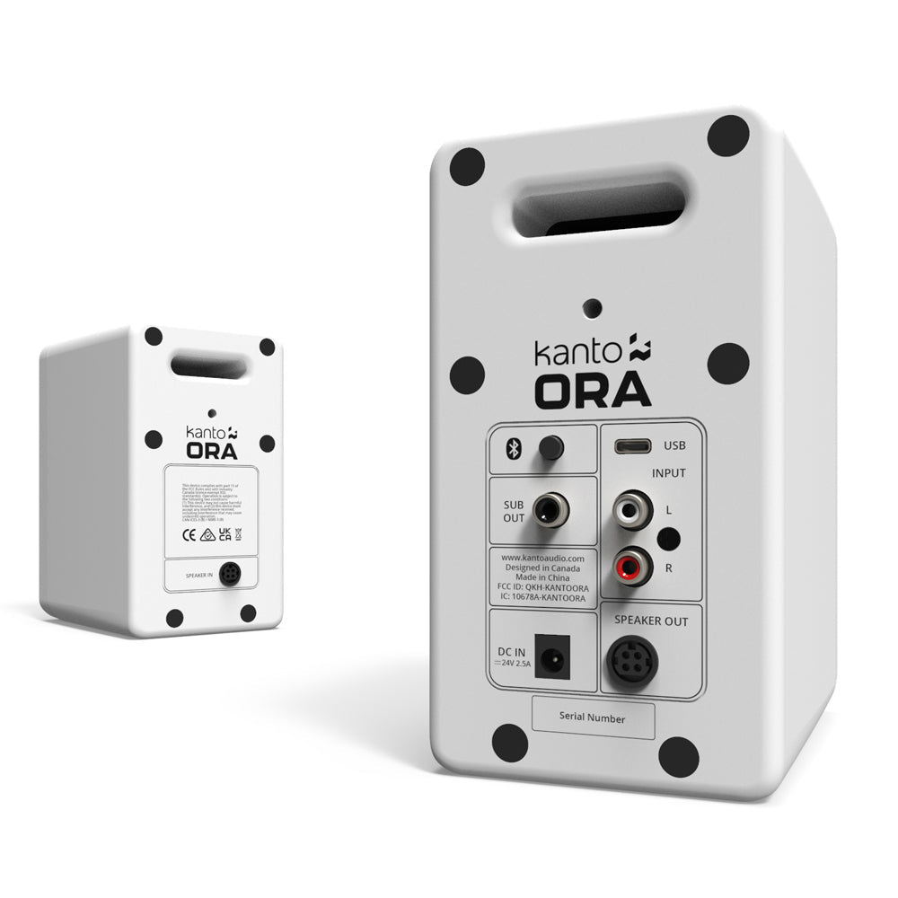 ORA4 140W Powered Reference Speakers with USB-C Input and Bluetooth - White, Pair