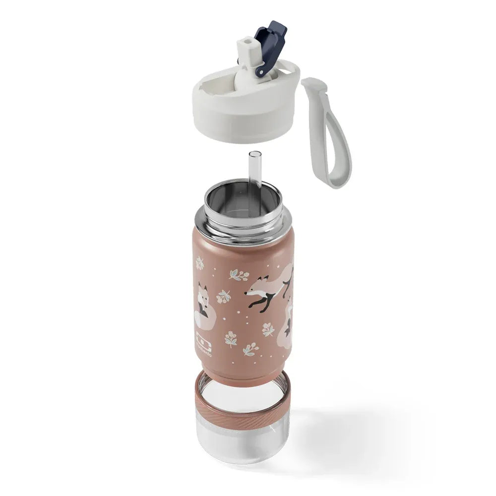 Monbento Twisty Kids Water Bottle with Snack Container-  Fox
