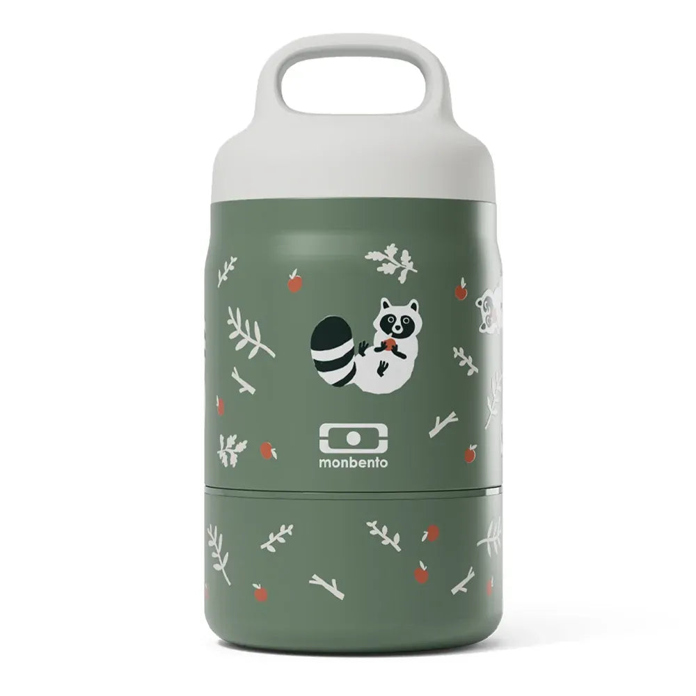 Monbento Handy Kids Insulated Lunch Box with Compartments - Raccoon