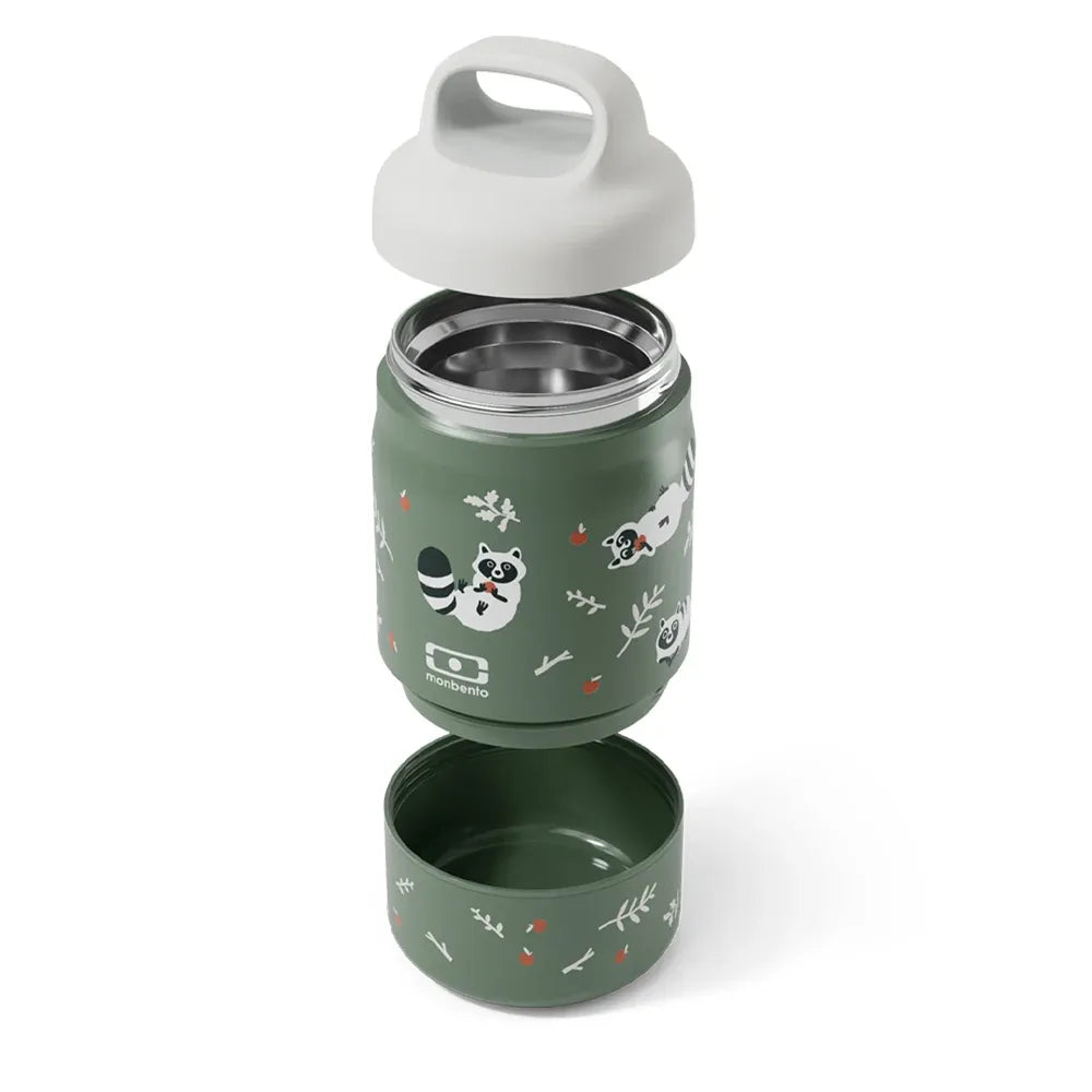 Monbento Handy Kids Insulated Lunch Box with Compartments - Raccoon