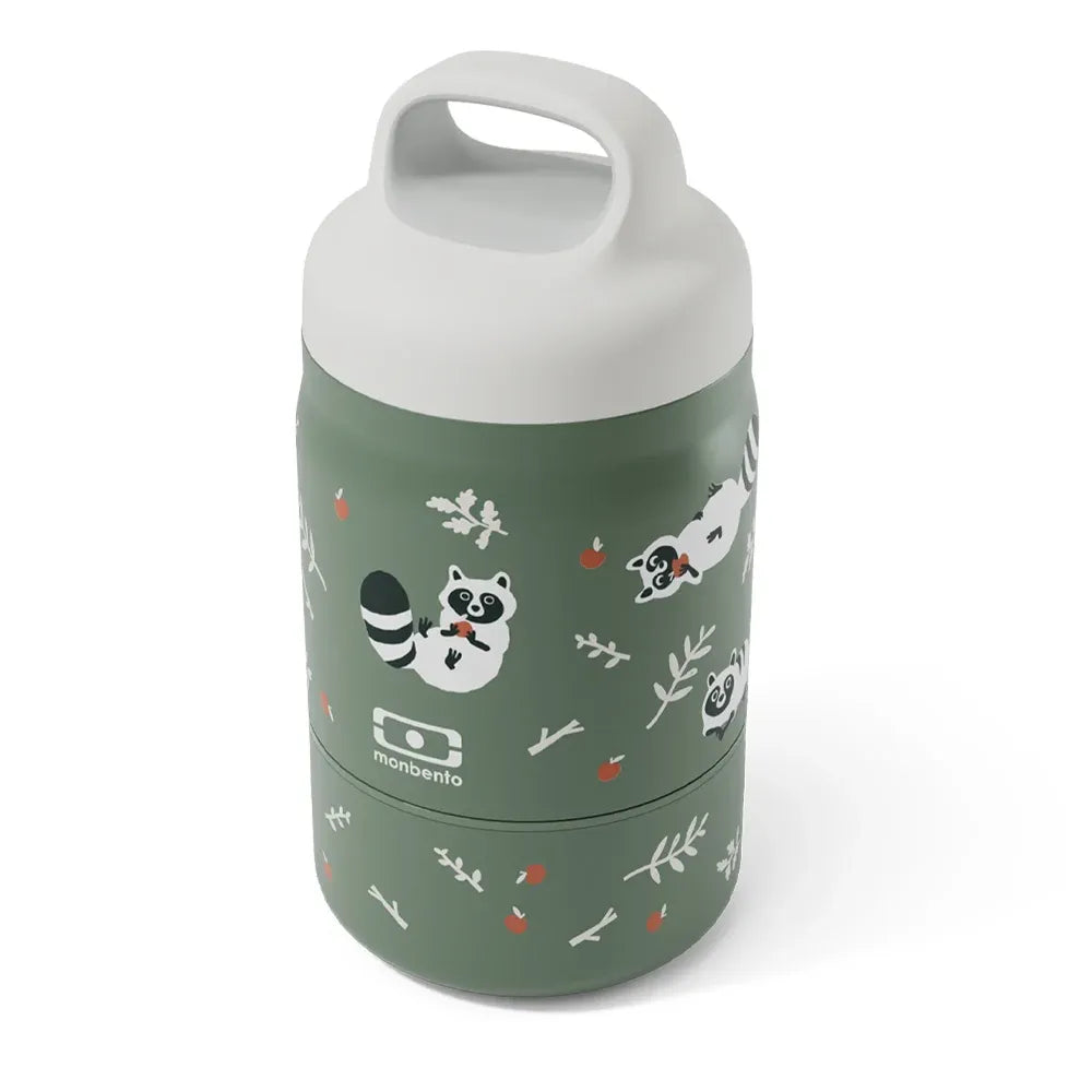 Monbento Handy Kids Insulated Lunch Box with Compartments - Raccoon