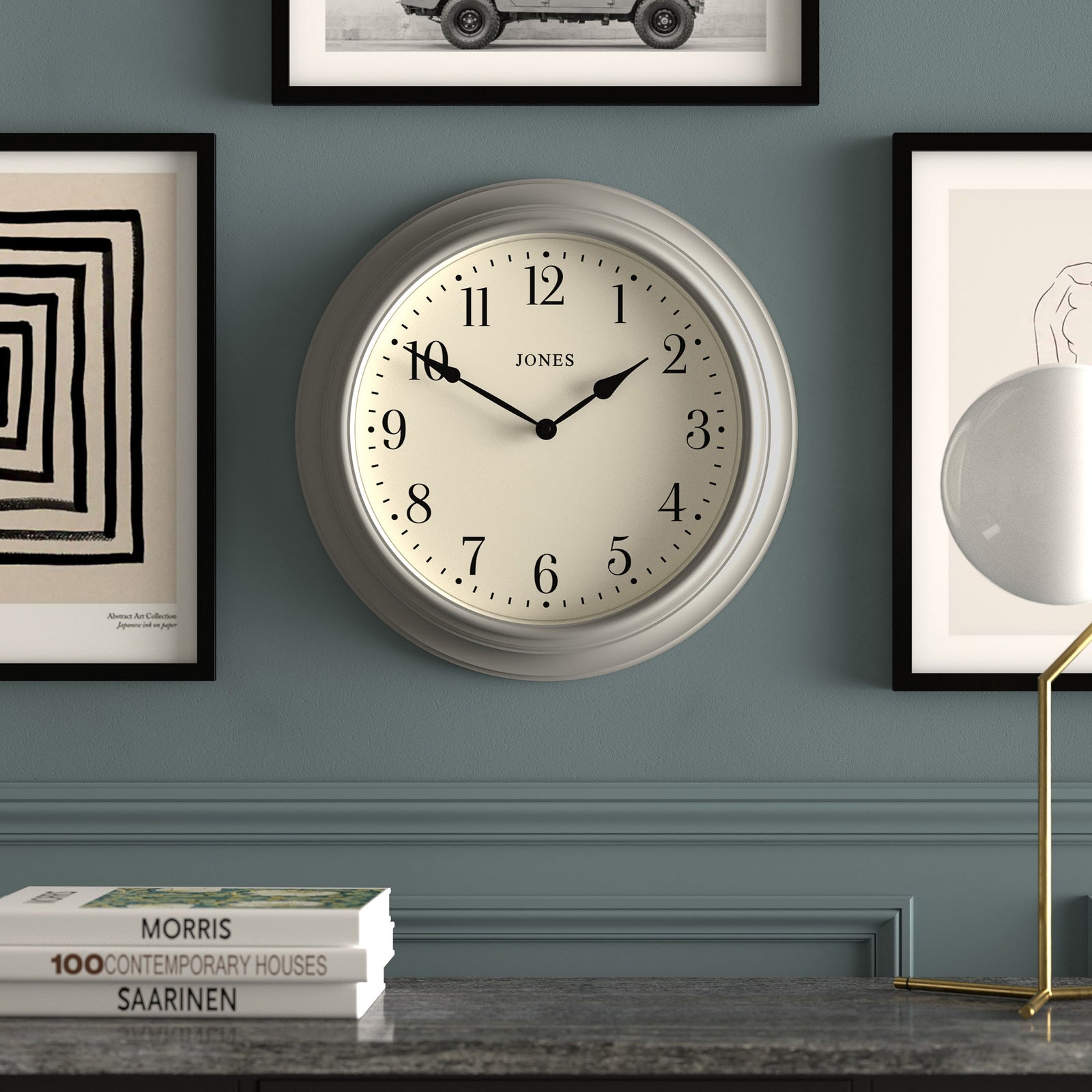 Jones Supper Club Clock Cloud Grey