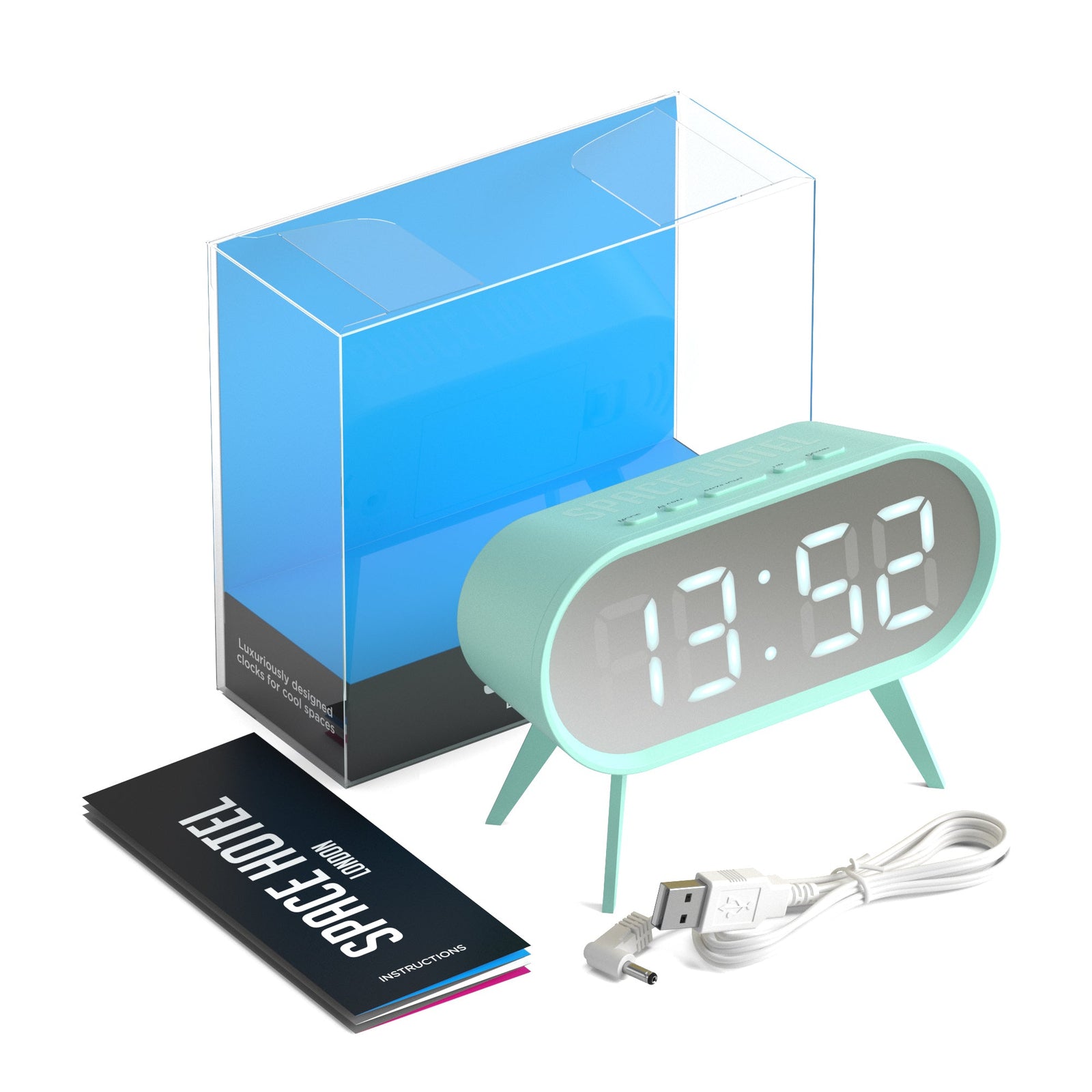 Space Hotel Cyborg Led Alarm Clock Blue