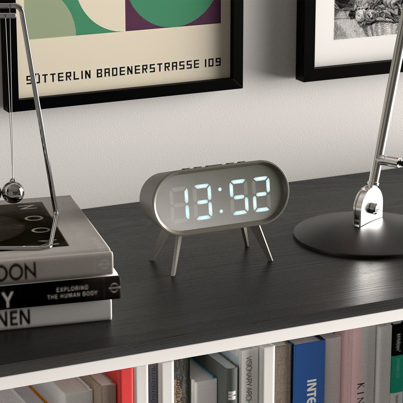 Newgate Space Hotel Cyborg Led Alarm Clock Grey