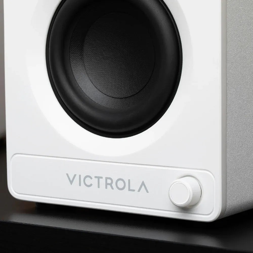 Victrola Tempo Bluetooth Bookshelf Speakers in White with Auracast Ready