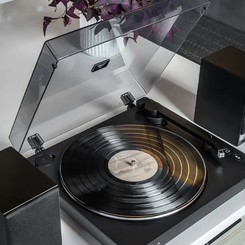 Automatic Turntable +  Tempo Bookshelf Speakers Bundle - Black