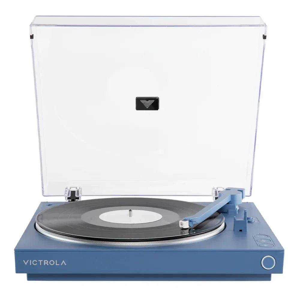 Automatic Turntable +  Tempo Bookshelf Speakers Bundle - Blue