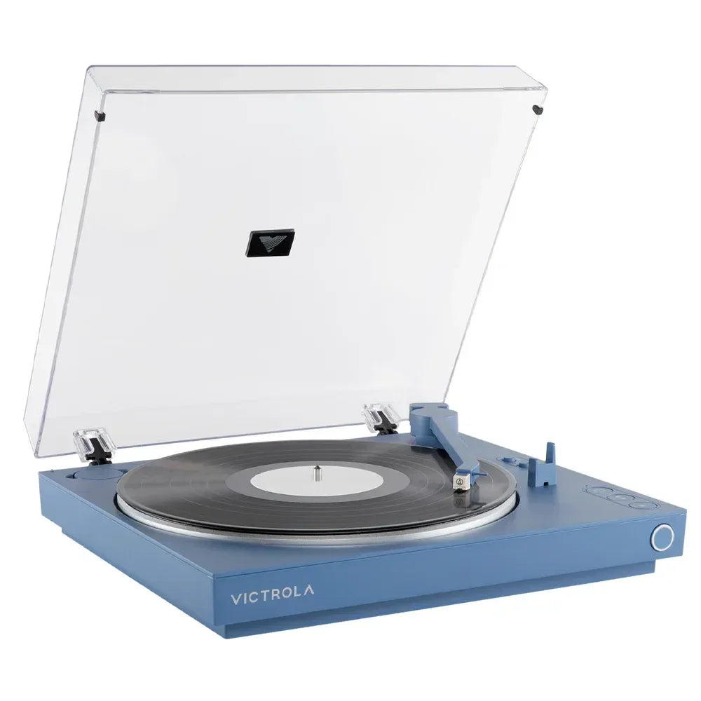 Automatic Turntable +  Tempo Bookshelf Speakers Bundle - Blue