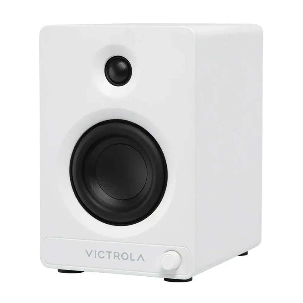 Automatic Turntable +  Tempo Bookshelf Speakers Bundle - White