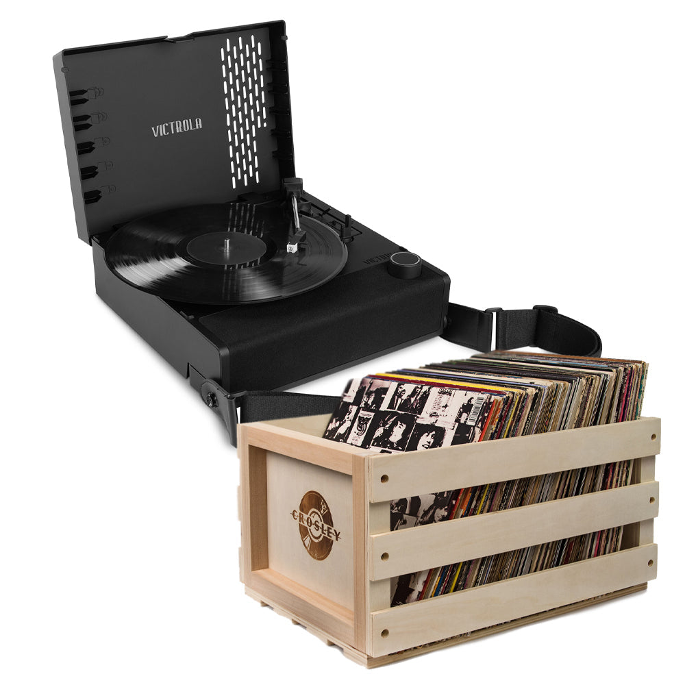 Revolution Go Turntable - Black + Bundled Record Storage Crate