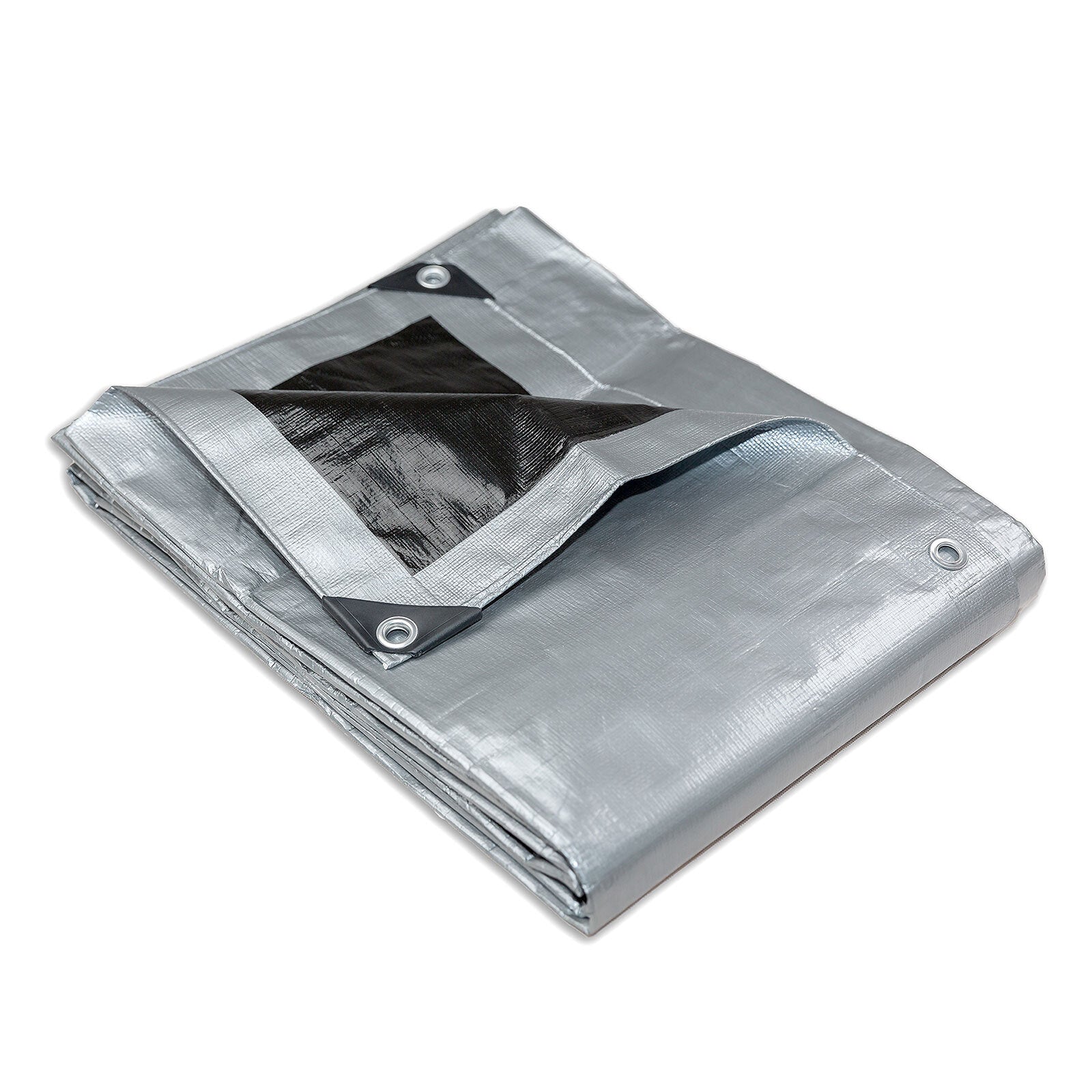 Heavy Duty Silver Black Tarp Tarpaulin, 3.6x5.5m, UV and Mildew Resistant