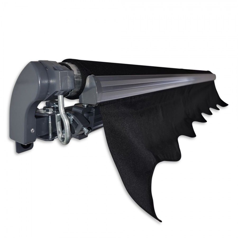 2.92m Folding Arm Awning, Manual Retractable Patio Awning Black Fabric Grey