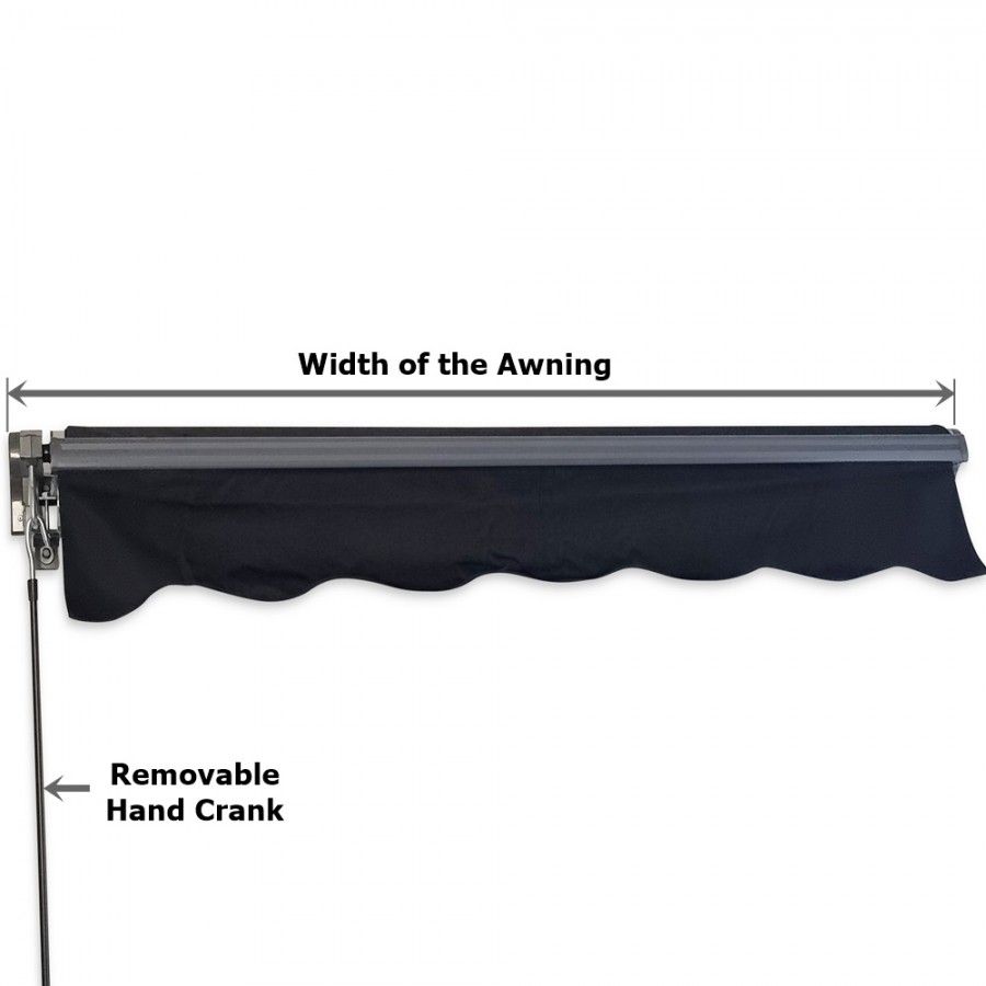 2.92m Black Fabric/Dark Grey Frame Manual Retractable Folding Arm Awning