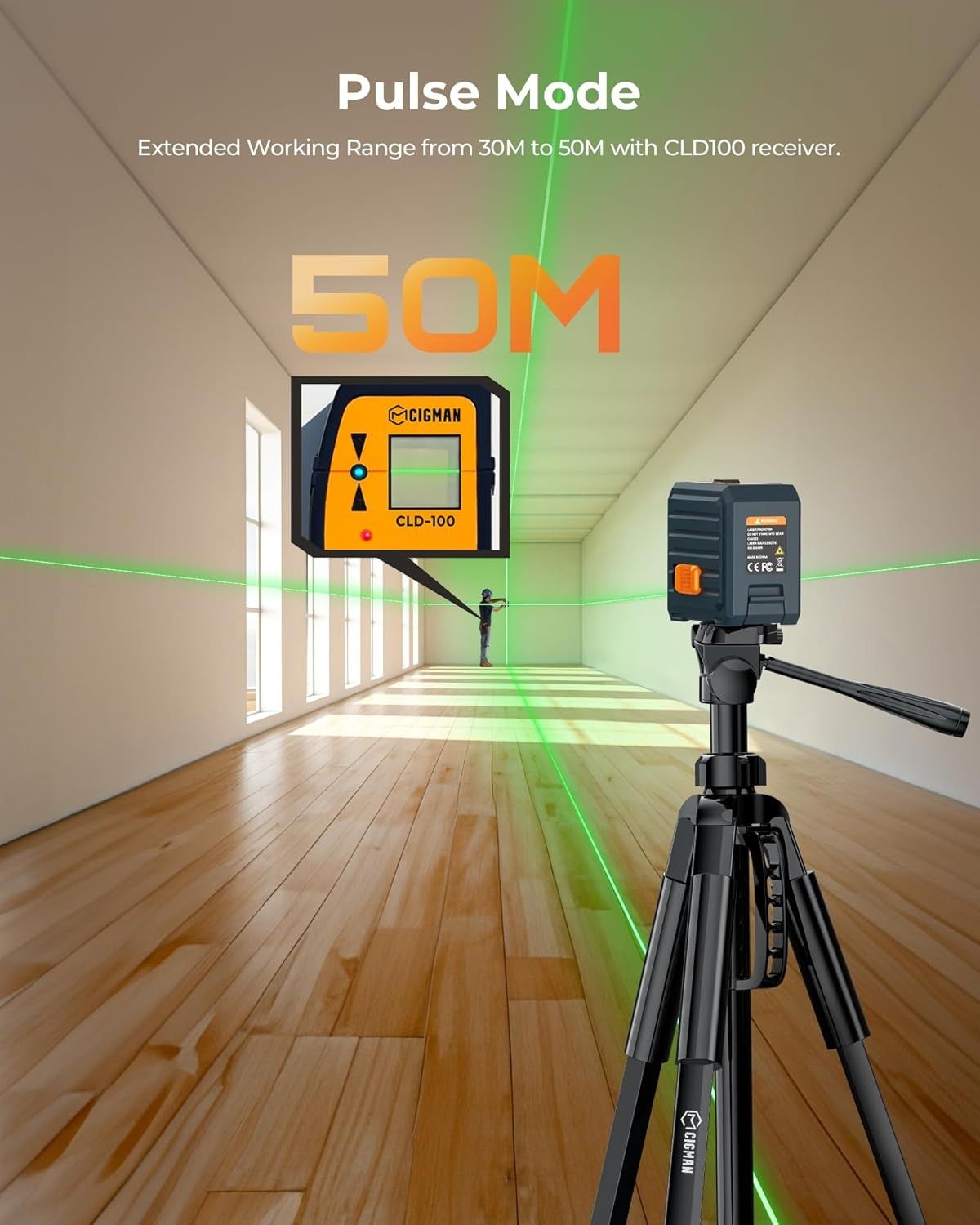 Line Laser, 100ft Self Leveling Laser Level with Magnetic Bracket, Green Laser Level for Picture Hanging, Home Renovation, DIY and Tile