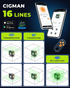 16 Lines Green Laser Level 4×360° Self Leveling, Side LCD, CMS04