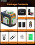 CIGMAN Green Laser Level, 3x360° Side LCD 12-Line Self-Leveling, Bluetooth App Remote, Pulse Mode for Receiver, ±1/8 in. at 33 ft Accuracy, 2x Li-ion (USB-C), 1/4-20 Mount, IP54, ABS Hard Case - S03