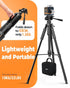 CIGMAN 59-inch Lightweight Adjustable Laser Level Tripod with 3-Way Swivel Pan Head, Bubble Level, Phone Holder, Quick Release Plate with 1/4" Screw Mount & 5/8" UNF Adapter Nut, Camera & Phone Tripod