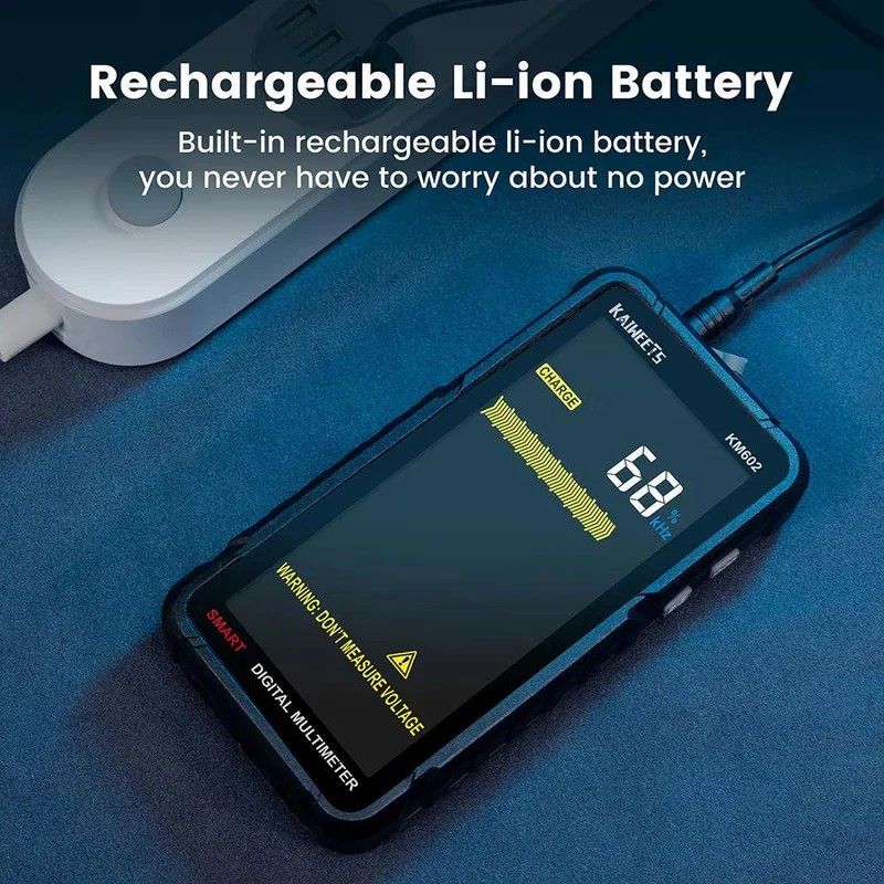 Smart Multimeter Rechargeable Electrical Tester with Auto Ranging Digital Voltmeter Measures Voltage Current Resistance Continuity Capacitance Temperature Frequency NCV 6000 Counts TRMS
