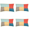 Pack of 4 Geo Beige Block Design Cushion Covers, 100% Cotton, 30x50cm Set