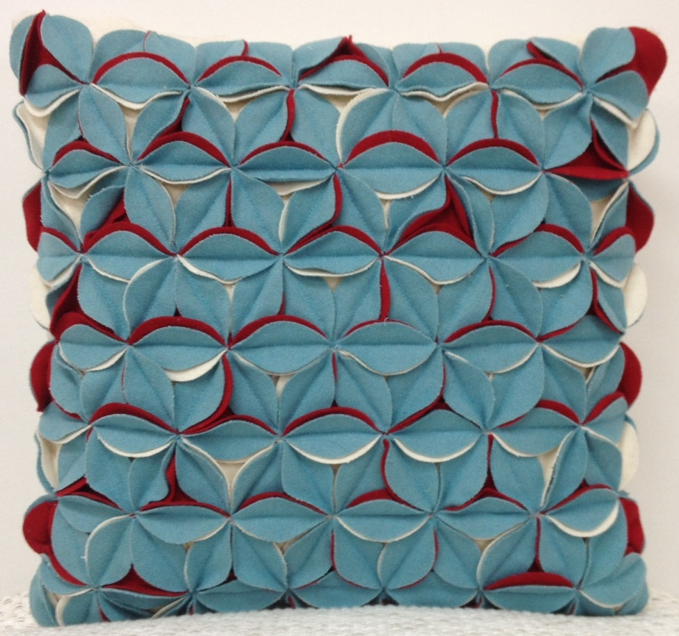 Pack of 4 Amelie Aqua Cushion Covers, 40x40cm 3D Textured Wool Blend Fabric