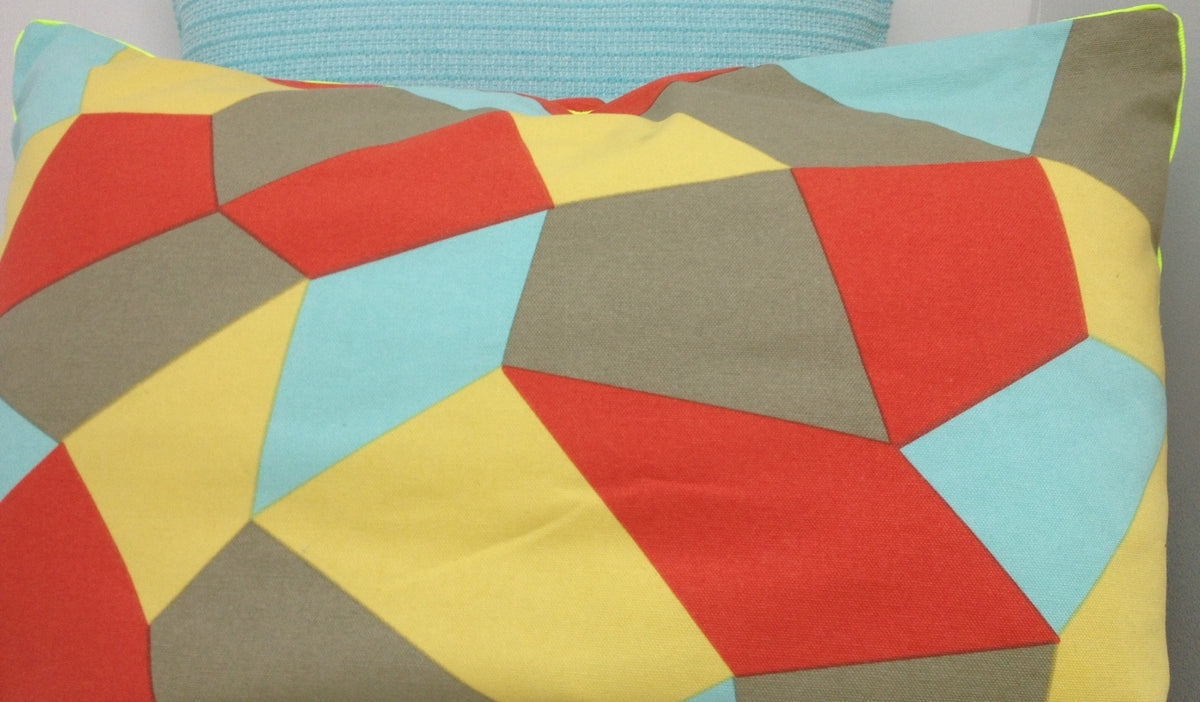 Pack of 4 Geo Beige Geometric Design Cushion Covers, Cotton, 40x60cm Set