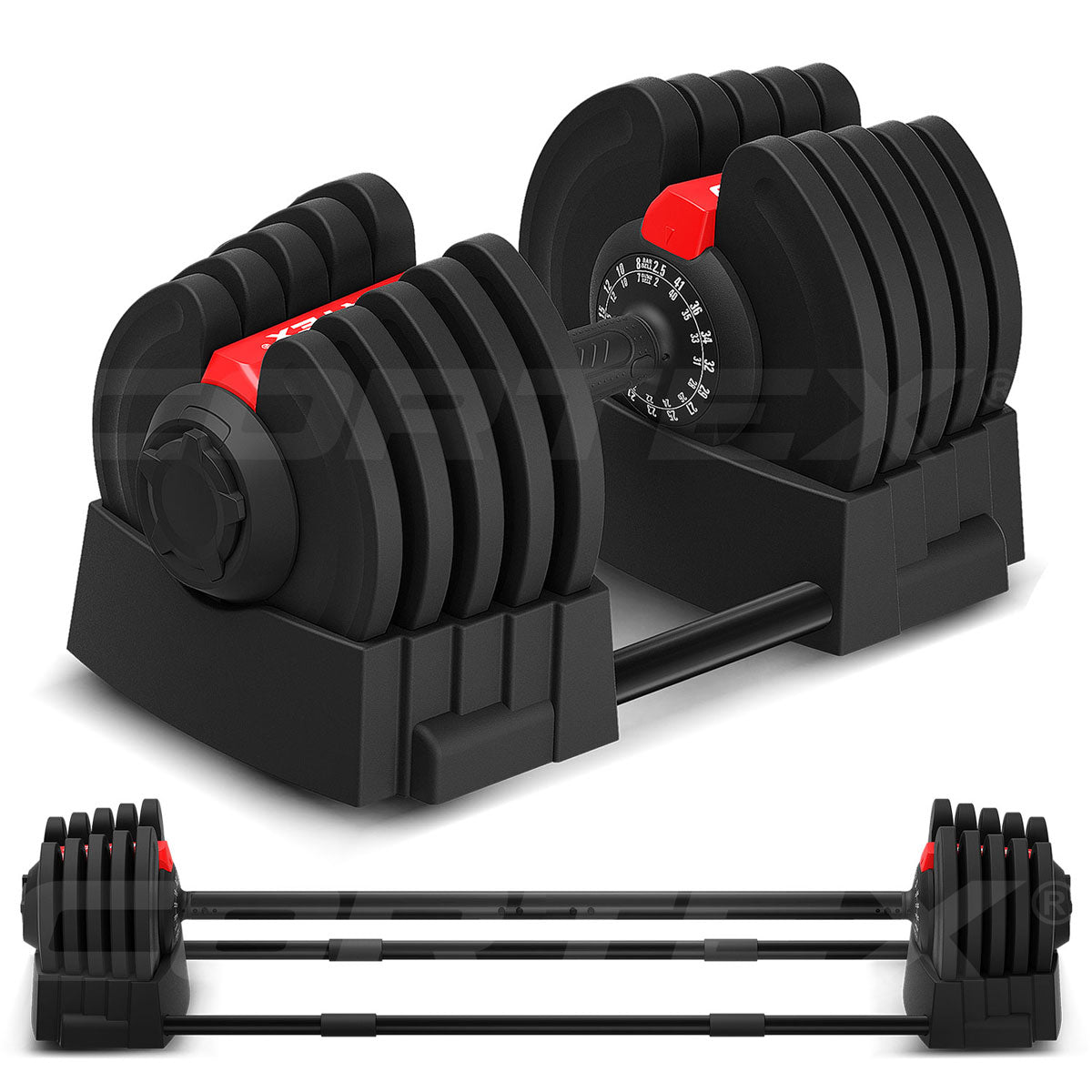 Revolock V2 40kg Adjustable Steel Dumbbell Barbell All-in-One (Single)