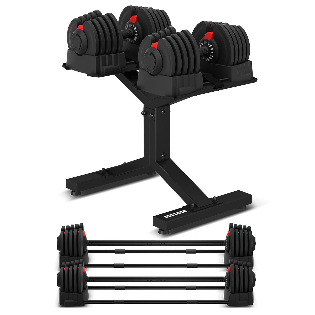 Revolock V2 80kg Pair Set Adjustable Steel Dumbbell Barbell All-in-One with Stand