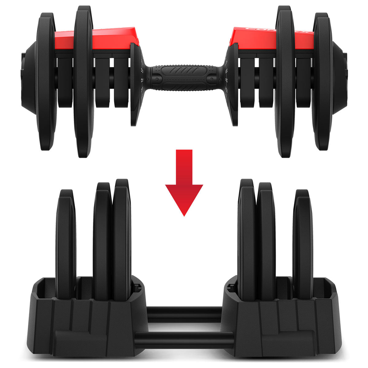 Revolock V2 80kg Pair Set Adjustable Steel Dumbbell Barbell All-in-One with Stand
