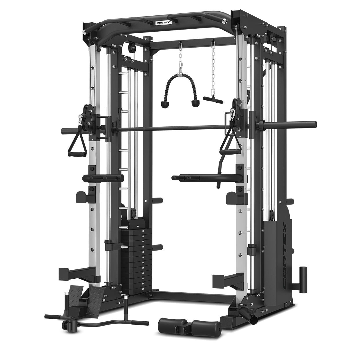 SM-25 6-in-1 Power Rack with Smith & Cable Machine + BN6 Bench + 100kg Olympic Weight Plate & Barbell Package