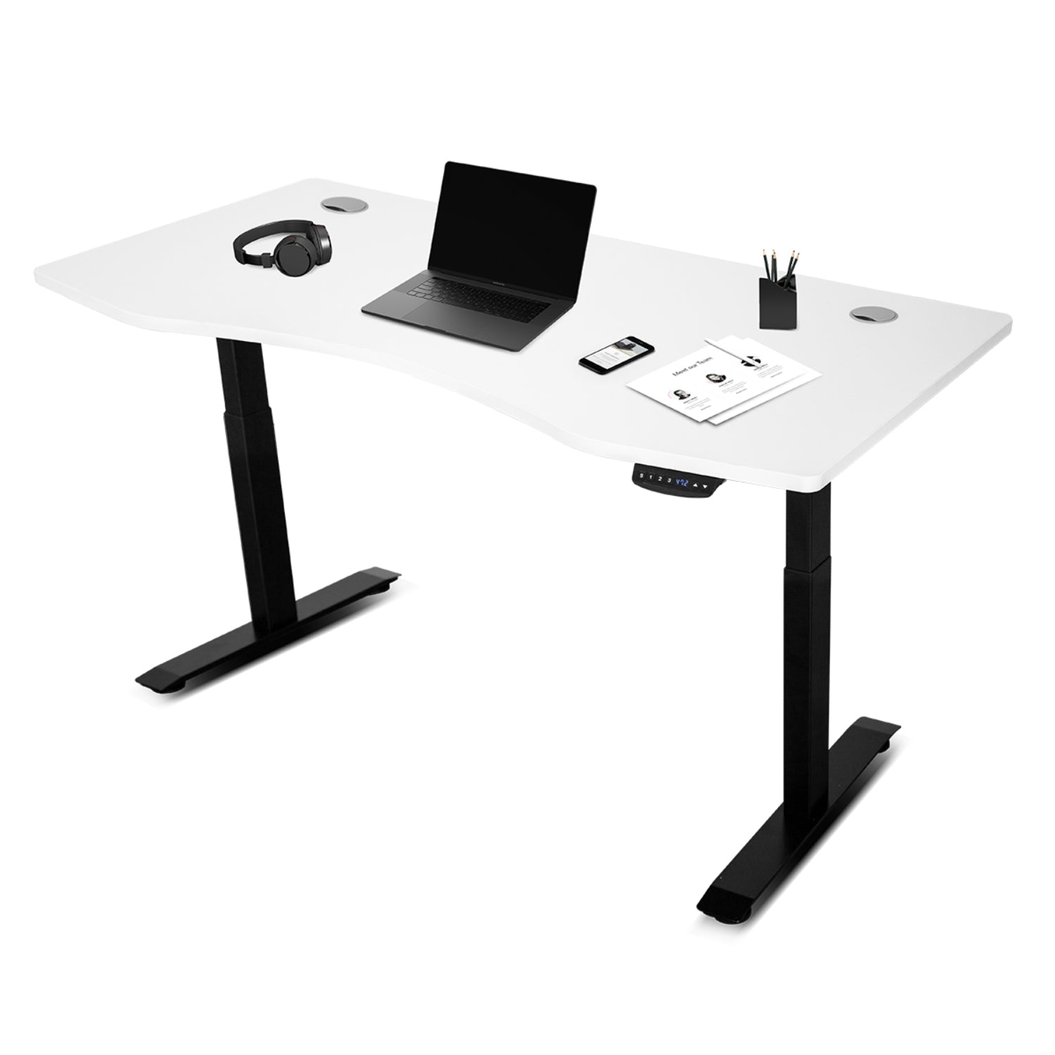 ErgoDesk AUTO Series Automatic Standing Desk 150cm in White & Black