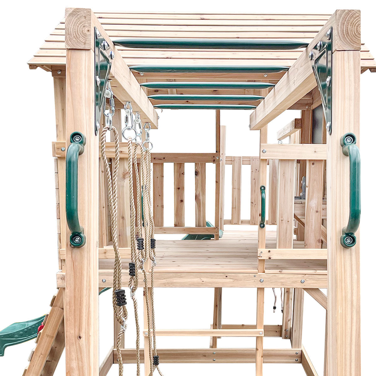 Kingston Cubby House Swing Set with 2.2m Green Slide