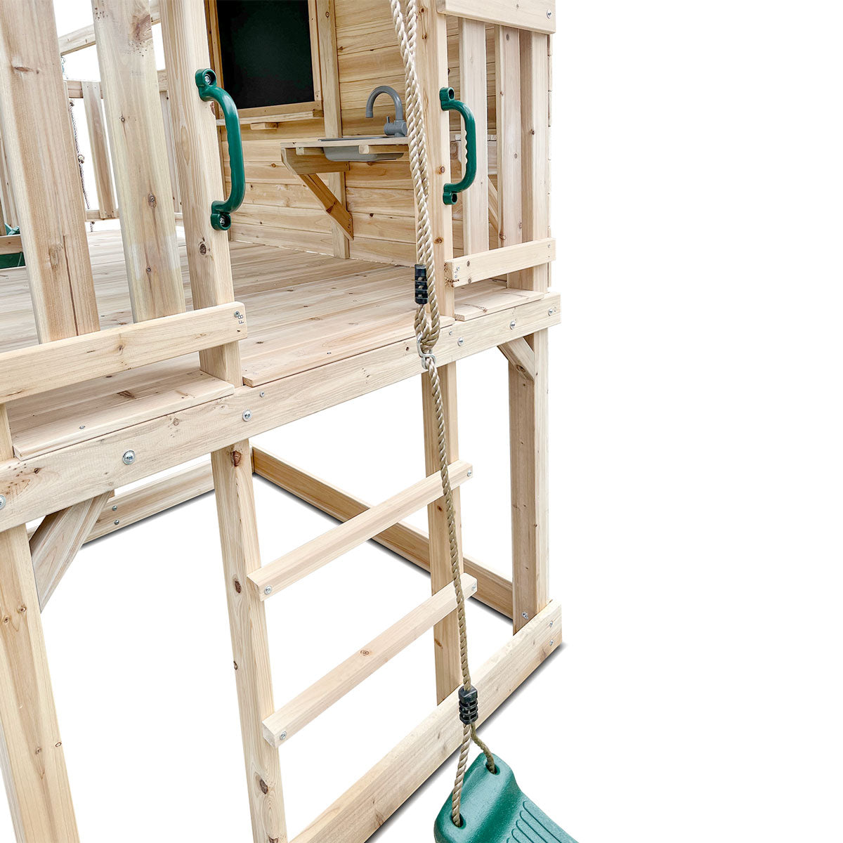 Kingston Cubby House Swing Set with 2.2m Green Slide