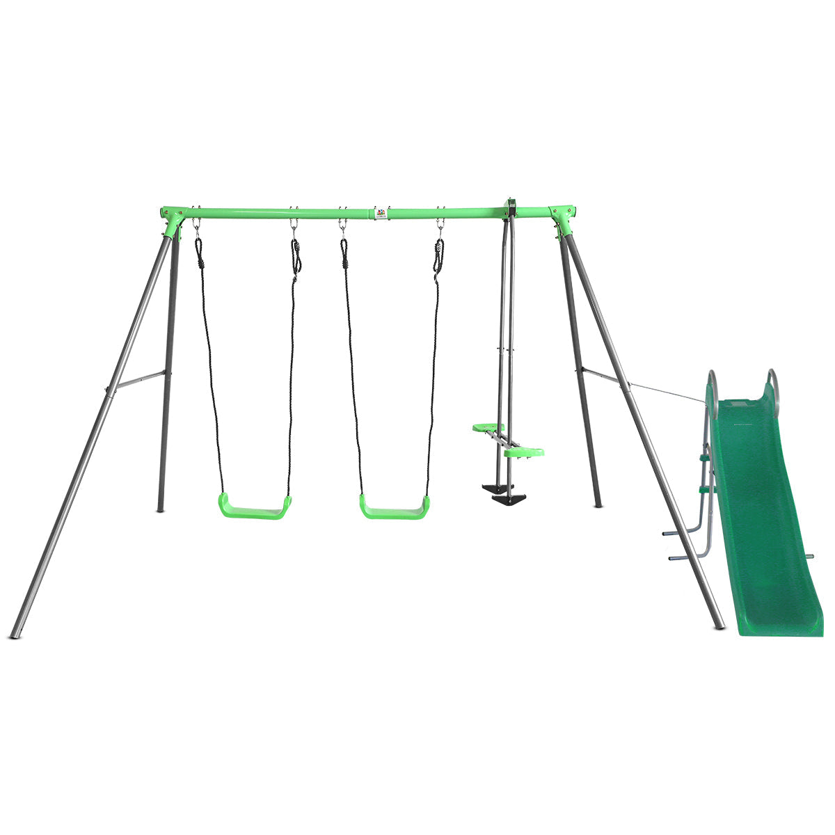 Hurley 2 Metal Swing Set with Slide